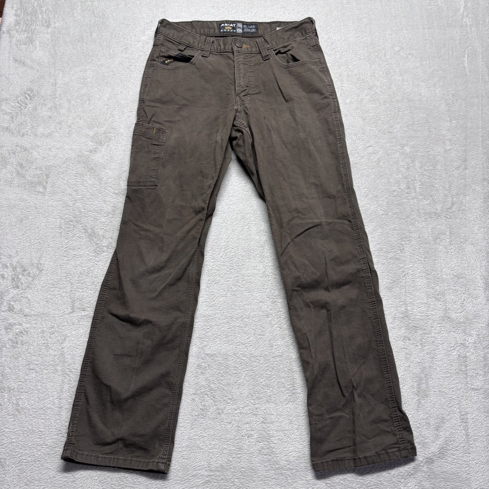 Ariat M4 Rebar Relaxed Straight Pants Mens 30x32 Brown Canvas Workwear